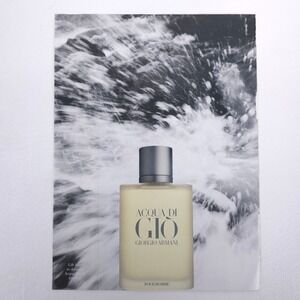 Giorgio Armani Acqua di Gio Vintage Print Ad Promo Art Cloudy Scent Strip Intact